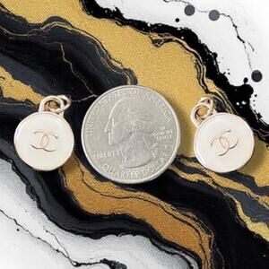 2 Piece White/Gold Earring Making Round Charm Pendant Pull